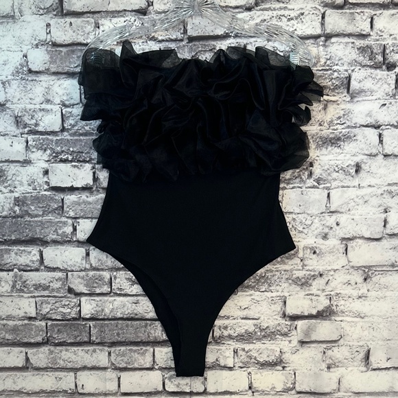 SHEIN Black Decorative Tool Bodysuit Tube Top Size Medium - Picture 2 of 7